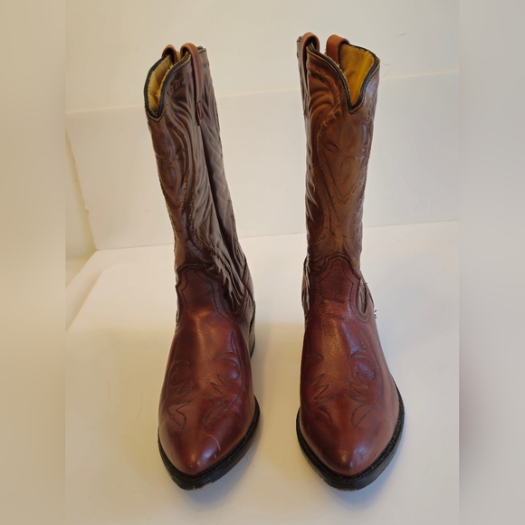 Ramrods Unisex Cowboy Western Pull Up Leather Boots Tan Brown Size 10.5 D - Picture 4 of 17